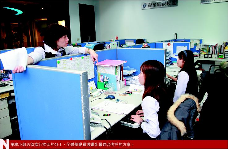 業務小組必須進行適切的分工，全體總動員激盪出最適合客戶的方案。