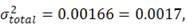 同理第二段　6σ2=3.2-3.0=0.2 ,σ2=0.0333 ;第三段為 6σ3=2.6-2.5=0.1，σ3=0.0167 ,則總長度之變異值