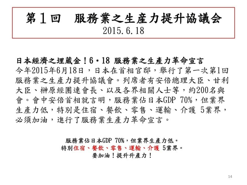第1 回 服務業之生產力提升協議會