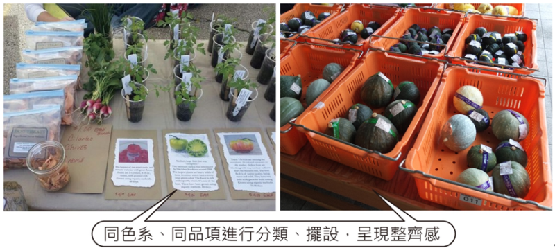 同色系、同品項進行分類、擺設，呈現整齊感