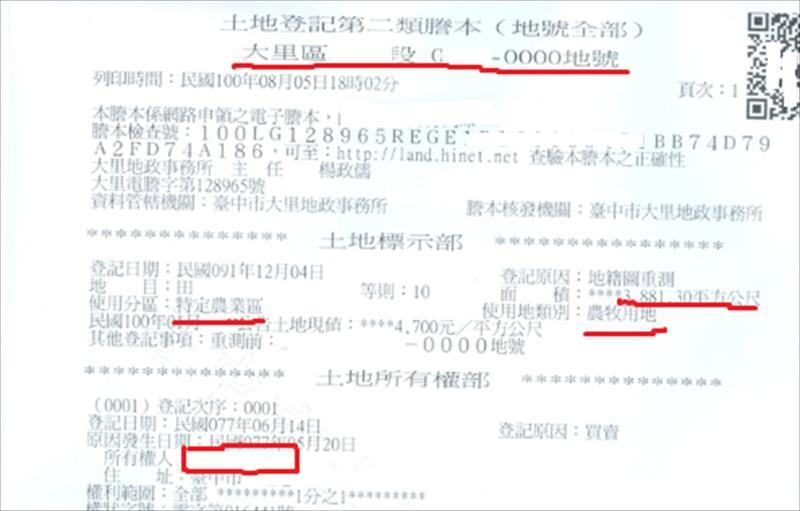 土地登記簿謄本