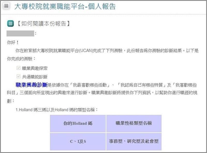 UCAN個人版診斷結果分析報告