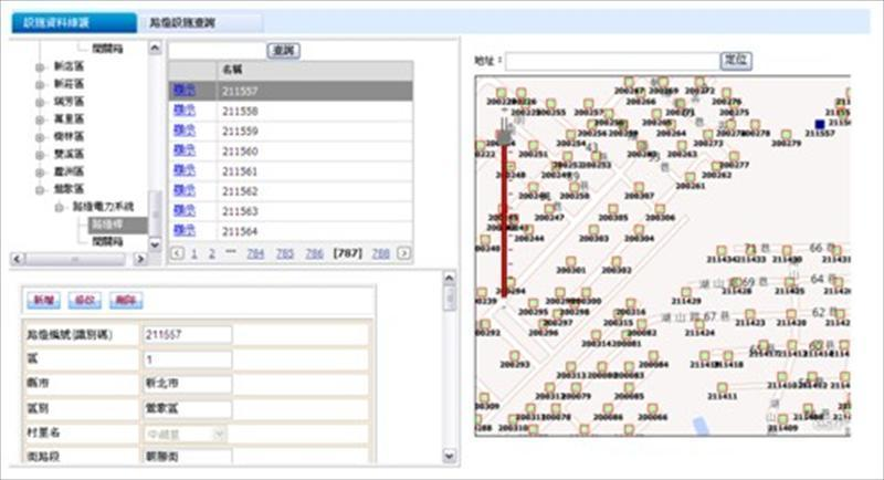 路燈資料結合GIS圖資展示功能