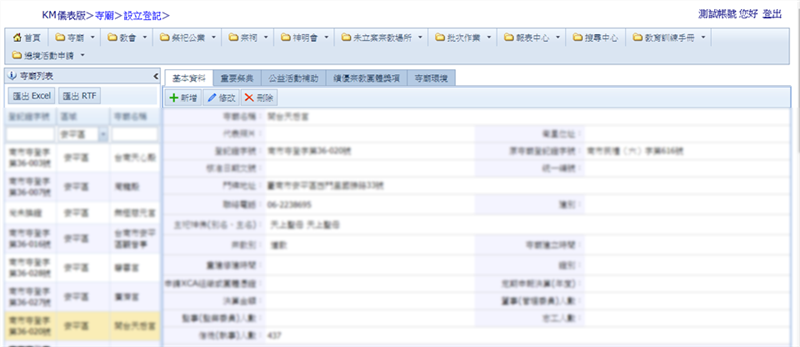 宗教資訊管理系統_KM儀表板