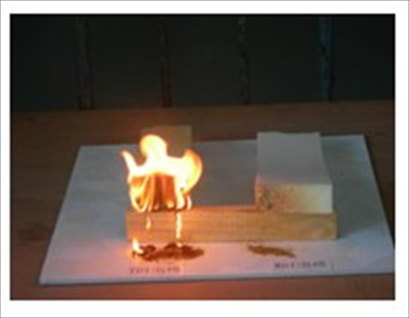 防火材料實驗，TDI與MDI測試，國內第一家率先使用MDI安全防火，不易燃之泡棉。