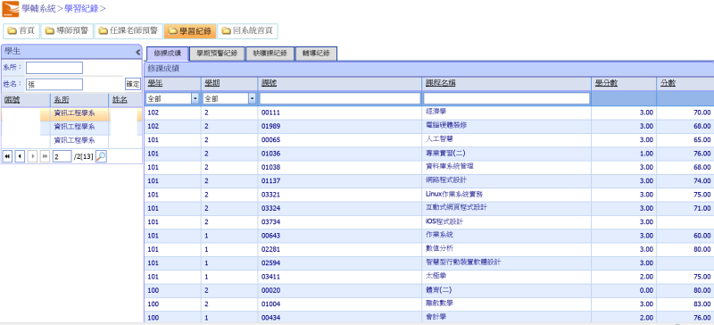 預警及輔導統計報表_學習紀錄