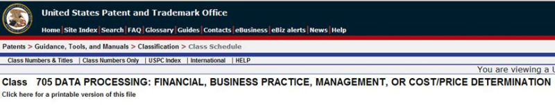 美國專利與商標局對705/36R、705/36T分類定義